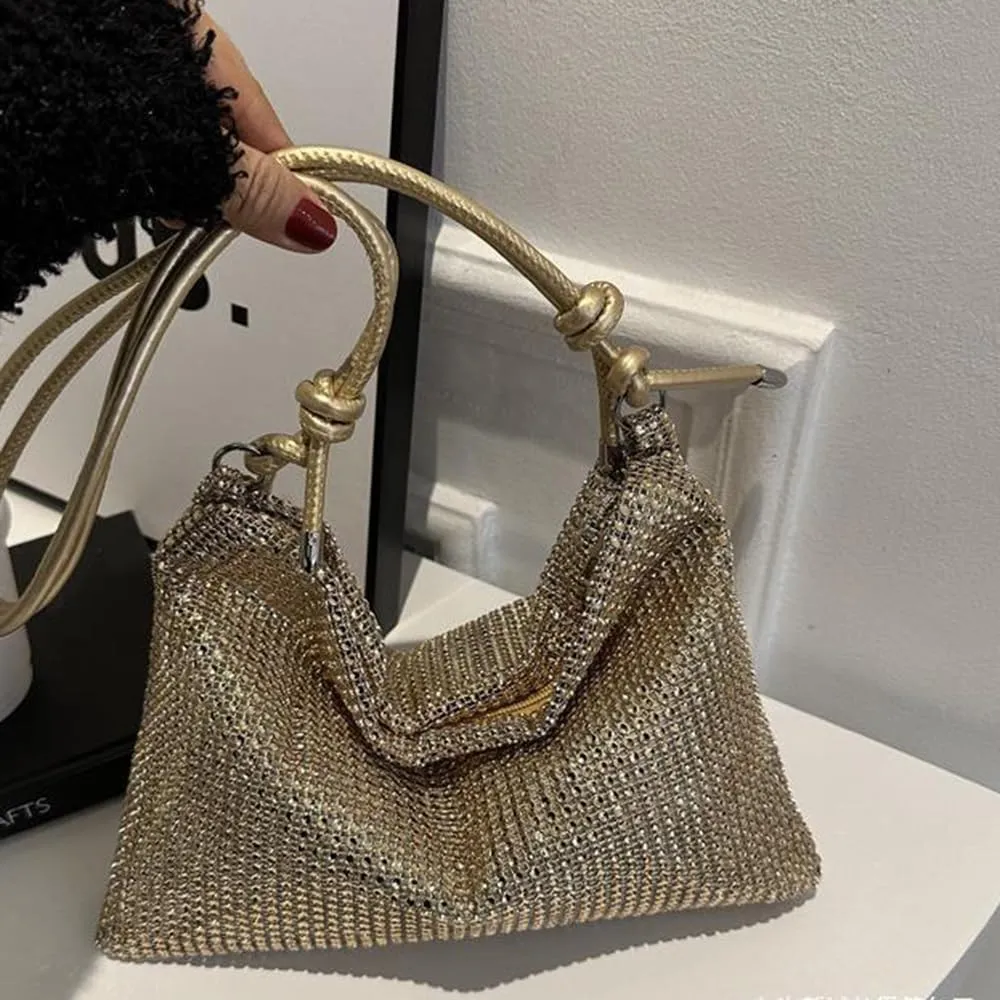 Octwine Rhinestones Evening Bucket Purse Handbag - Sparkly Shoulder Bag for Women's Party Prom
