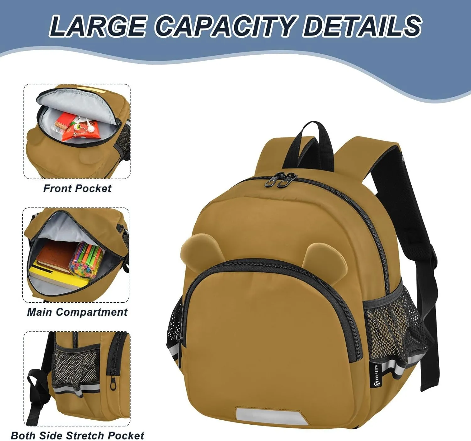 ODAWA Kid Backpack Khaki Children's Leash Backpacks, Backpack for School Girls