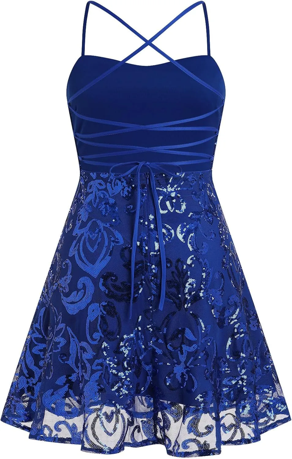 ODIZLI Short Prom Sequin Dresses for Teens Skater Dress for Women Spaghetti Straps Sparkly A Line Swing Dresses