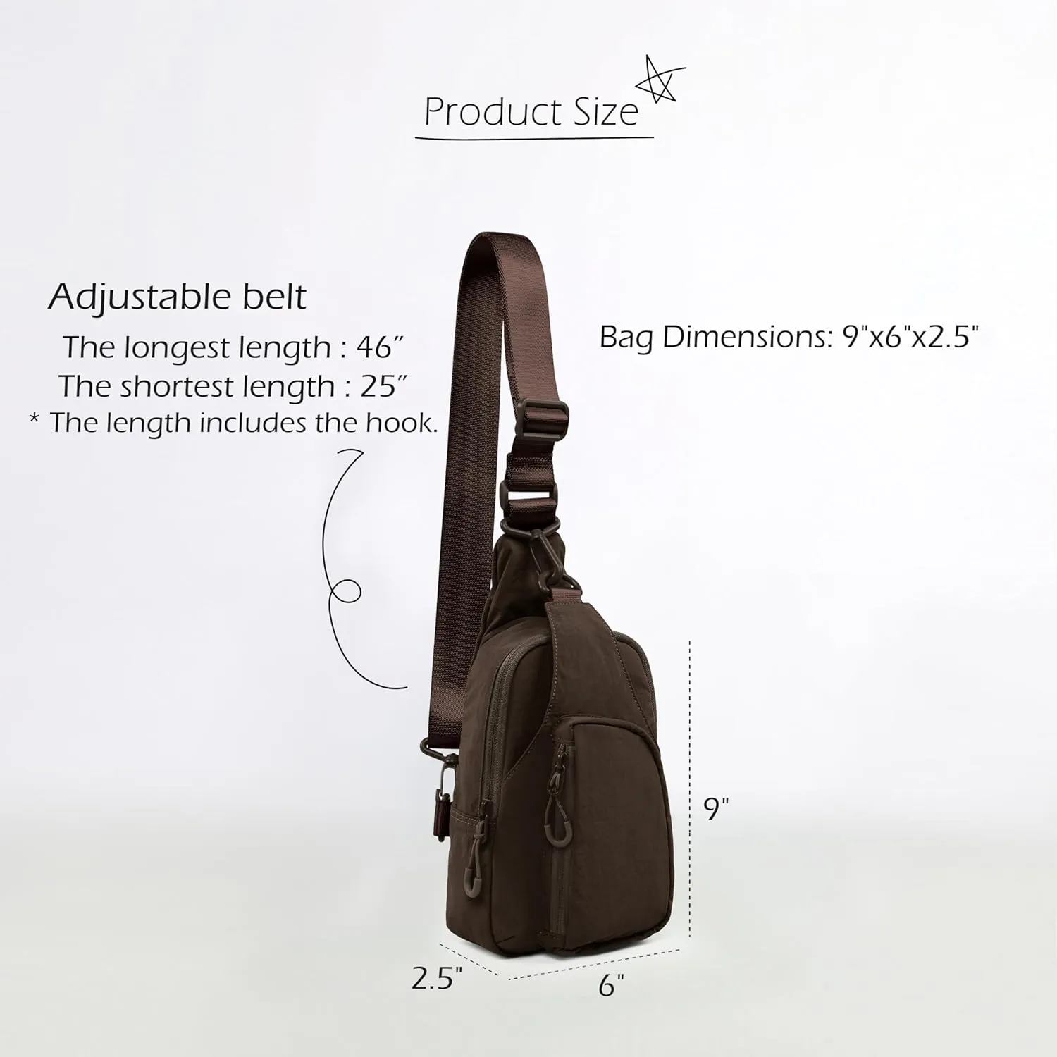 ODODOS Daily Sling Bag with Adjustable Straps Crossbody Chest Bag Lightweight Small Backpack for Casual Traveling Hiking