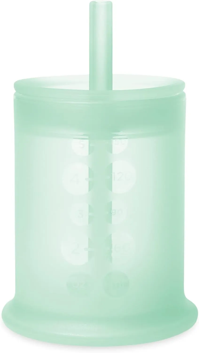 Olababy Silicone Training Cup with Straw Lid | Babies Water Drinking Cup | 6  Mo Infant To 12-18 Months Toddler | Sippy Cup For Kids & Smoothie Cup | Baby Led Weaning (Mint, 5 oz)