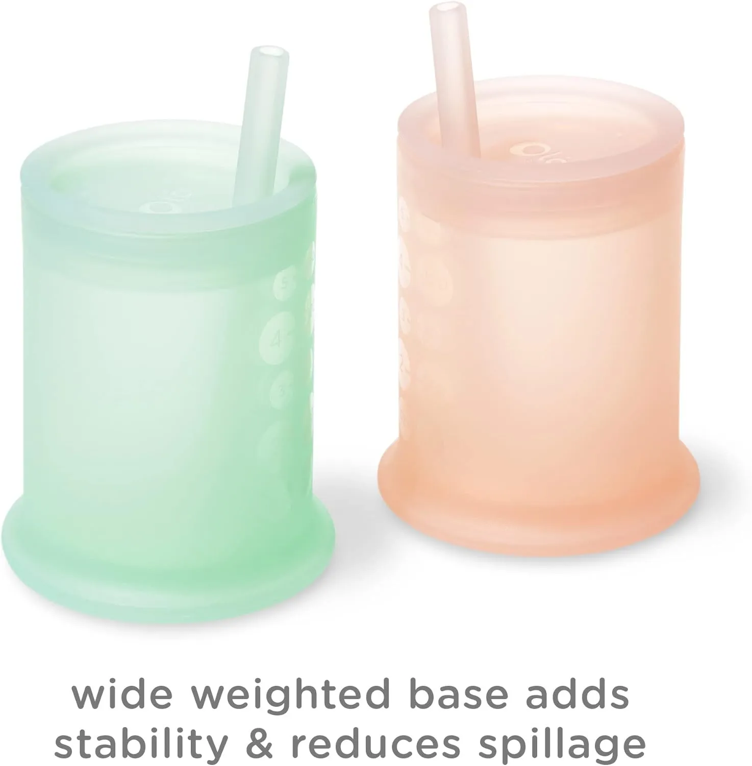 Olababy Silicone Training Cup with Straw Lid | Babies Water Drinking Cup | 6  Mo Infant To 12-18 Months Toddler | Sippy Cup For Kids & Smoothie Cup | Baby Led Weaning (Mint, 5 oz)