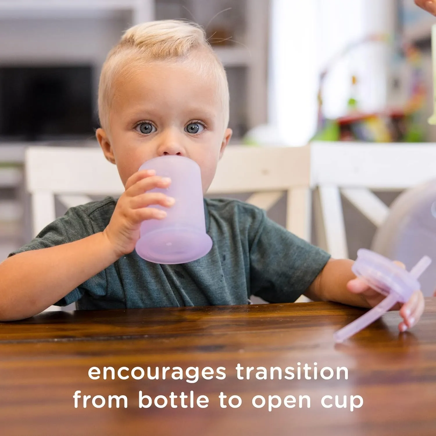 Olababy Silicone Training Cup with Straw Lid | Babies Water Drinking Cup | 6  Mo Infant To 12-18 Months Toddler | Sippy Cup For Kids & Smoothie Cup | Baby Led Weaning (Mint, 5 oz)