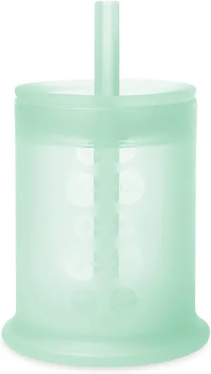 Olababy Silicone Training Cup with Straw Lid | Babies Water Drinking Cup | 6  Mo Infant To 12-18 Months Toddler | Sippy Cup For Kids & Smoothie Cup | Baby Led Weaning (Mint, 5 oz)