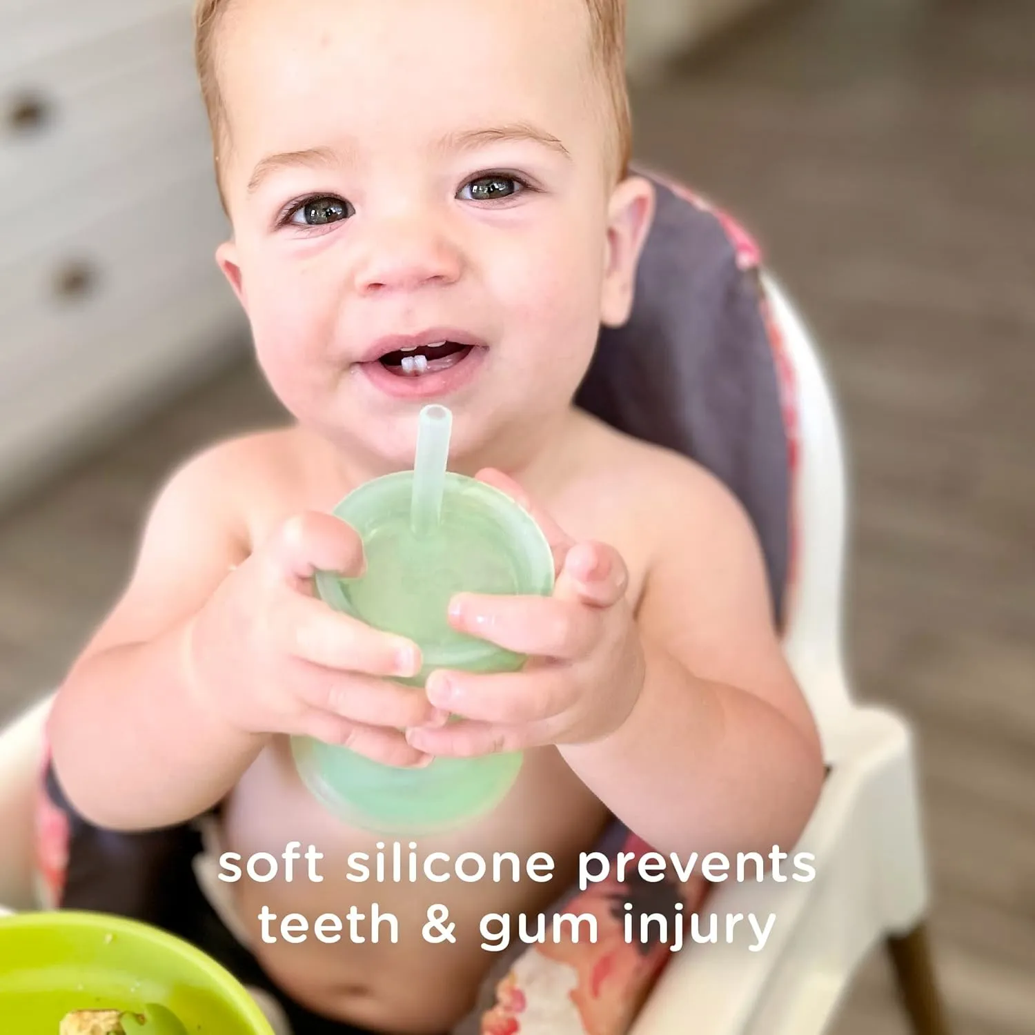 Olababy Silicone Training Cup with Straw Lid | Babies Water Drinking Cup | 6  Mo Infant To 12-18 Months Toddler | Sippy Cup For Kids & Smoothie Cup | Baby Led Weaning (Mint, 5 oz)