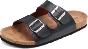 ONCAI Mens Sandals,Beach Slides Cork Footbed Slippers with Adjustable Buckle Straps Size 7-13