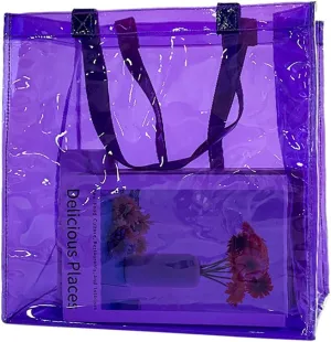 ONEART Stadium Clear Tote Bag, Portable PVC Handbag with Handles, Transparent Solid Construction