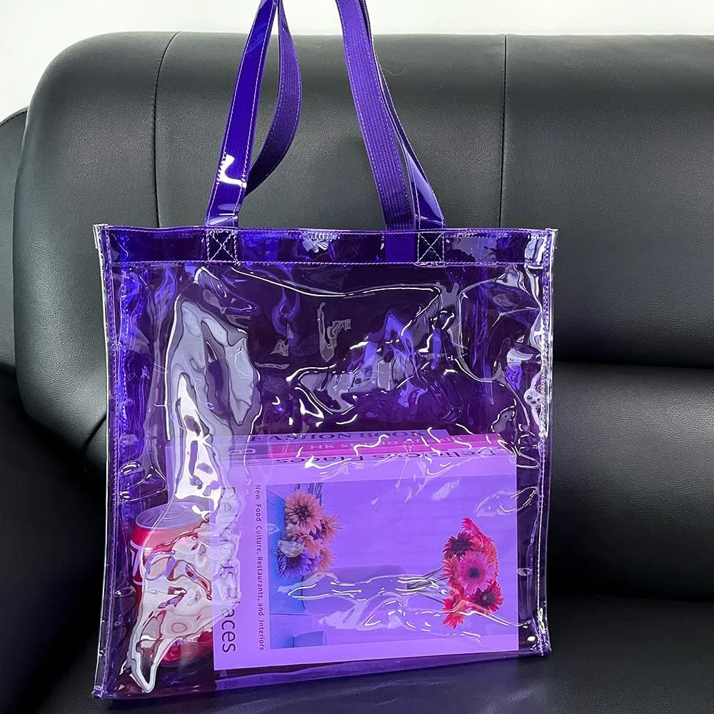 ONEART Stadium Clear Tote Bag, Portable PVC Handbag with Handles, Transparent Solid Construction