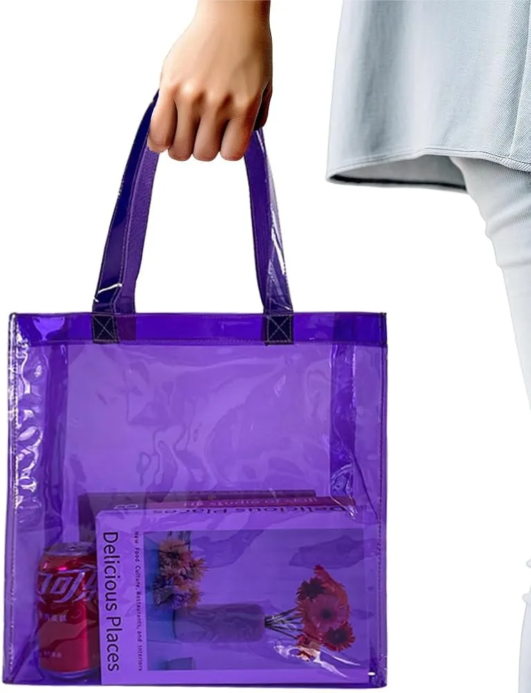 ONEART Stadium Clear Tote Bag, Portable PVC Handbag with Handles, Transparent Solid Construction