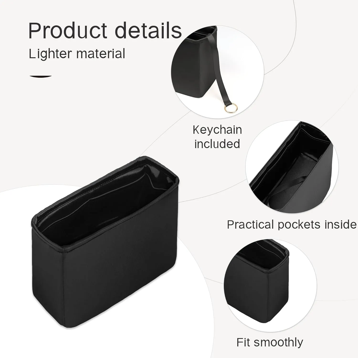Organizer Insert for Chanel 22 Bags, Sliky Purse Inserts for Chanel Bags, Exclusively for Chanel 22 Mini Bag (Mini, Black)