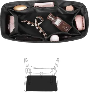 Organizer Insert for Hermes Bags, Luxury Bags Storage with Silk, Lightweight Inner Bag Compatible with Lindy 26 Bags, Multiple Pockets Large Capacity (Black, Lindy26)