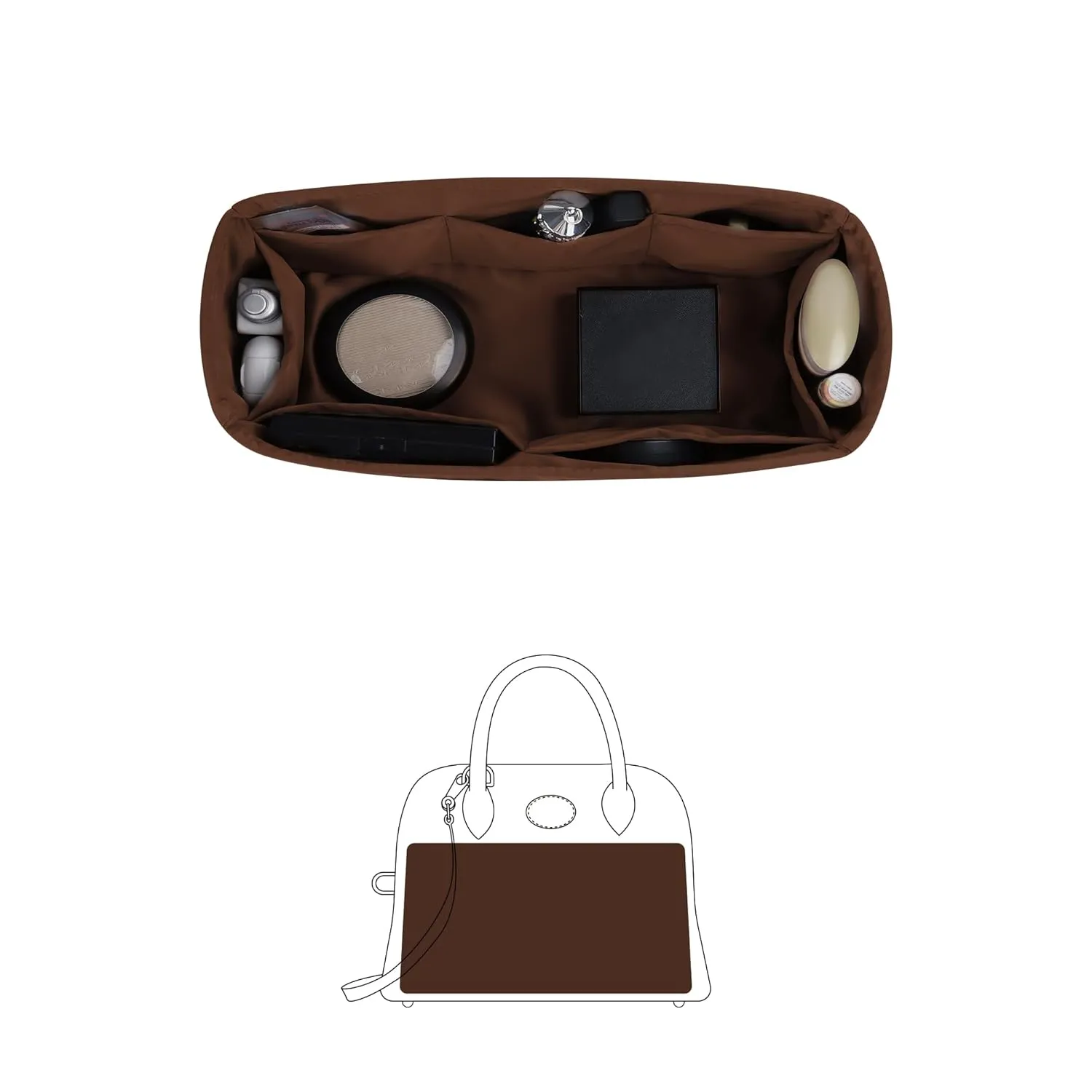 Organizer Insert for Hermes Bolide 1923 mini Bag, KINGS IN BAG Handmade Bag-in-bag Fits Bolide mini Bag, Lightweight Handbag Insert with Practical Pockets(Gold, Bolide 1923-mini)