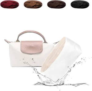 Organizer Insert for Longchamp, Lightweight Purse Insert Compatible with Le Pliage Mini Handbag, Waterproof Dupontpaper Surface and Silky Satin Lining (Mini, Craie)