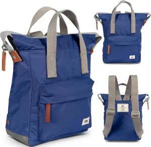 ORI LONDON Small Tote Bag Backpack - Nylon Tote Backpack for Women & Men - Wide Mouth, Chunky Zippers - The Bantry, Burnt Blue Nylon
