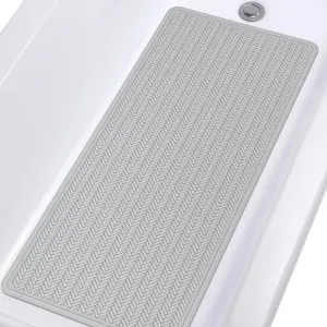 OTHWAY Bathtub Mat Non Slip, Extra Long Rubber Bath Mat for Tub, Machine Washable Shower Anti Slip Mat with 332 Strong Suction Cups (A Little Grey, 36" x 17")