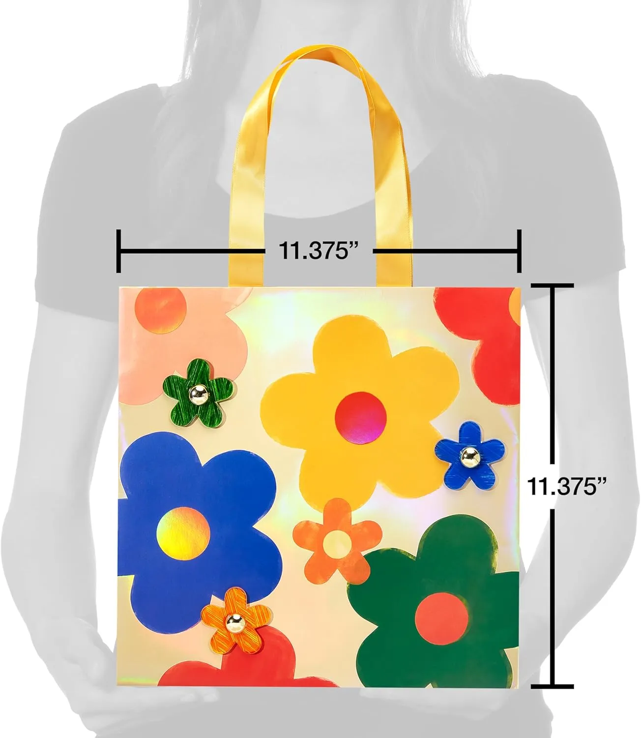 Papyrus 11" Medium Gift Bag (Multicolored Daisies) for Birthdays, Bridal Showers, Anniversaries and All Occasions (1 Bag)