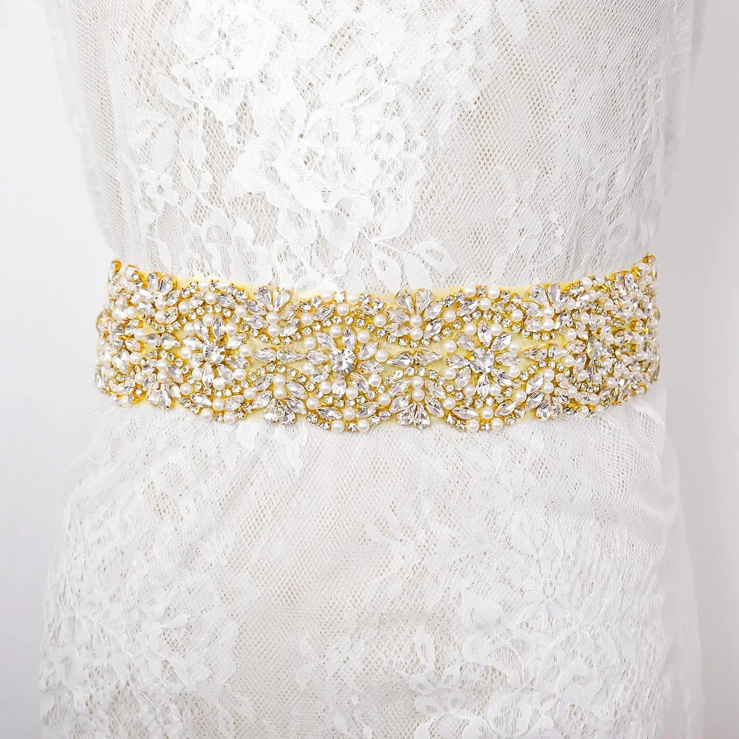 Pardecor Wedding Belt Rhinestone Belt Bridal Wedding Dress Sash Trim Rhinestone Applique Dress Belt Crystal Sash Accessories