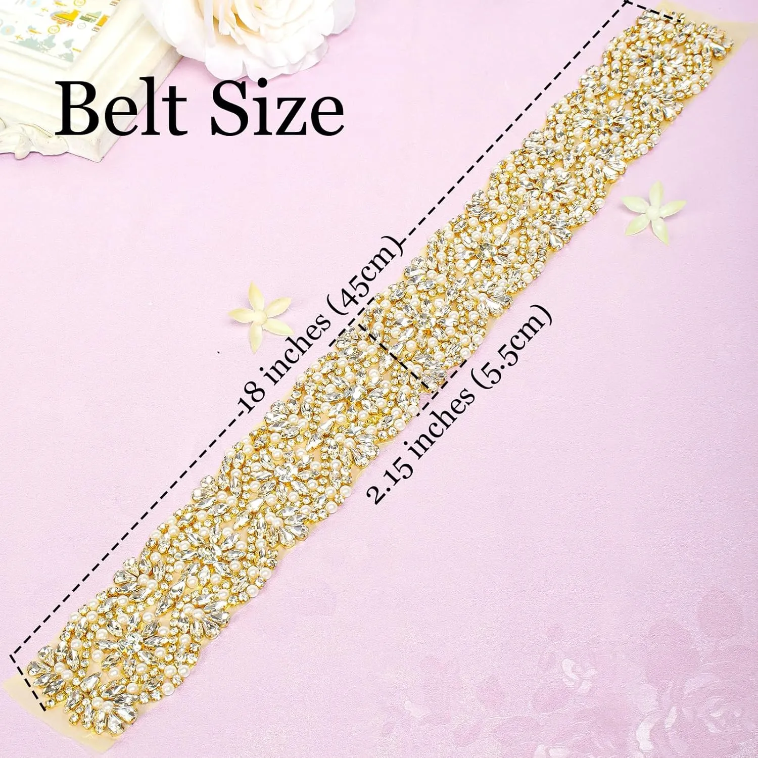 Pardecor Wedding Belt Rhinestone Belt Bridal Wedding Dress Sash Trim Rhinestone Applique Dress Belt Crystal Sash Accessories
