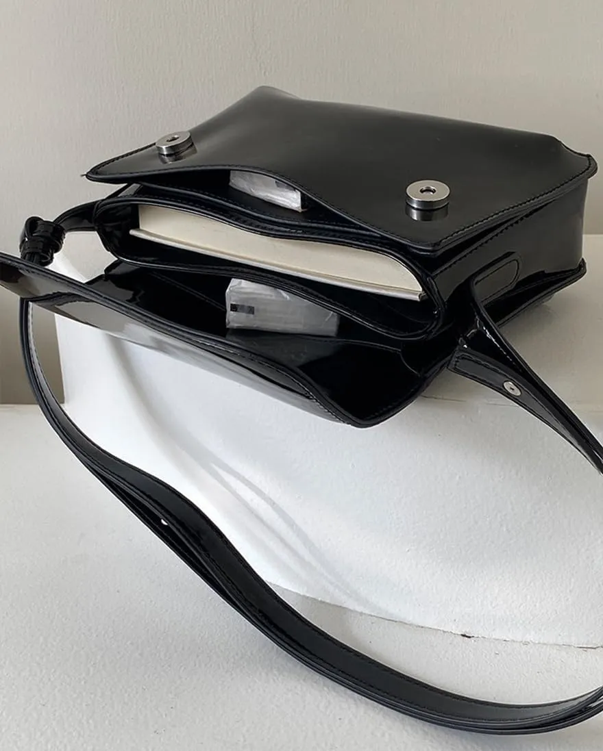 Patent Leather Evening Clutch Shiny Top-handle Purse Mini Shoulder Bag Elegant Handbag for Women