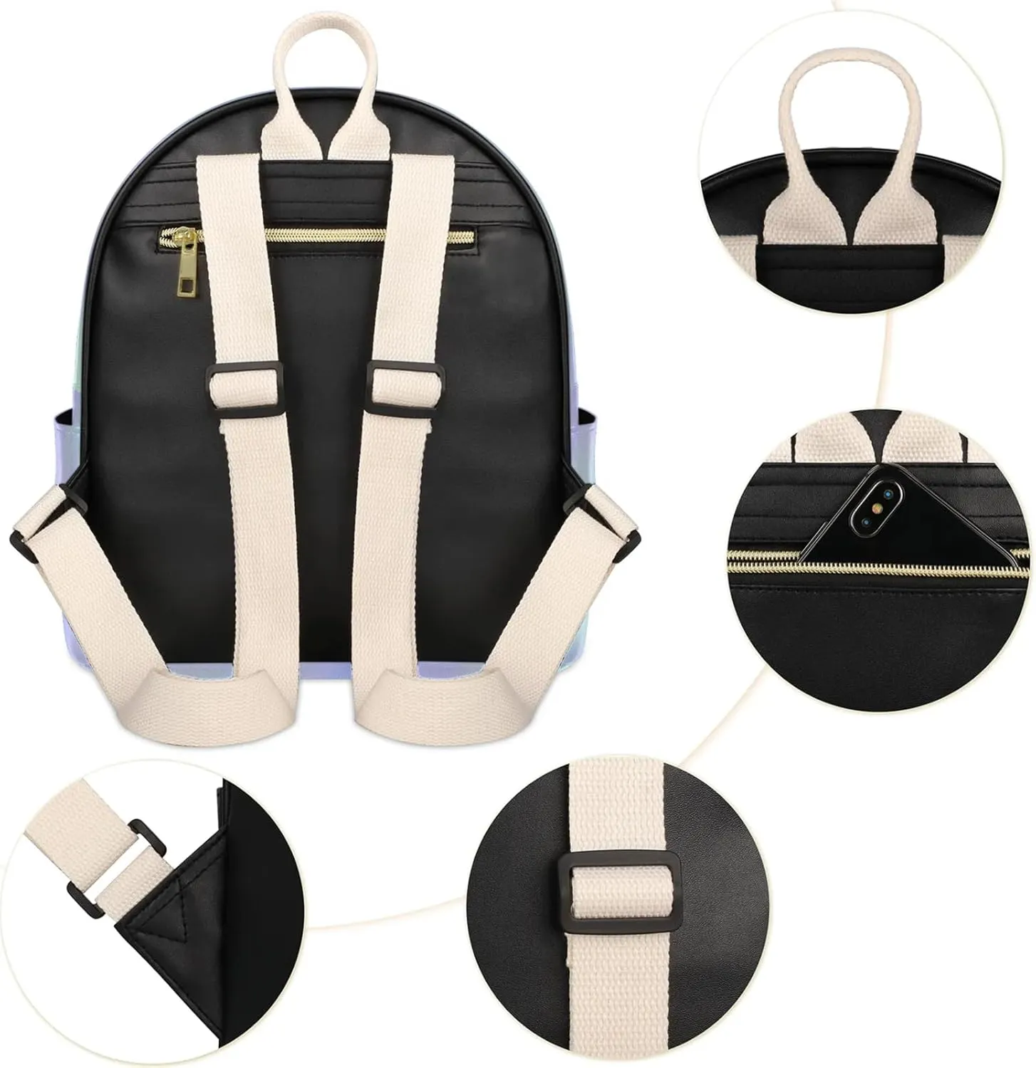 Personalized with Name Small Leather Backpack for Women,Back Pack Purses Mini Ladies Shoulder Bags Casual Daily Travel Small Diaper Bag Fashion Custom Gift Backpacks,Gradient Blue