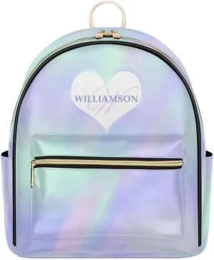 Personalized with Name Small Leather Backpack for Women,Back Pack Purses Mini Ladies Shoulder Bags Casual Daily Travel Small Diaper Bag Fashion Custom Gift Backpacks,Gradient Blue