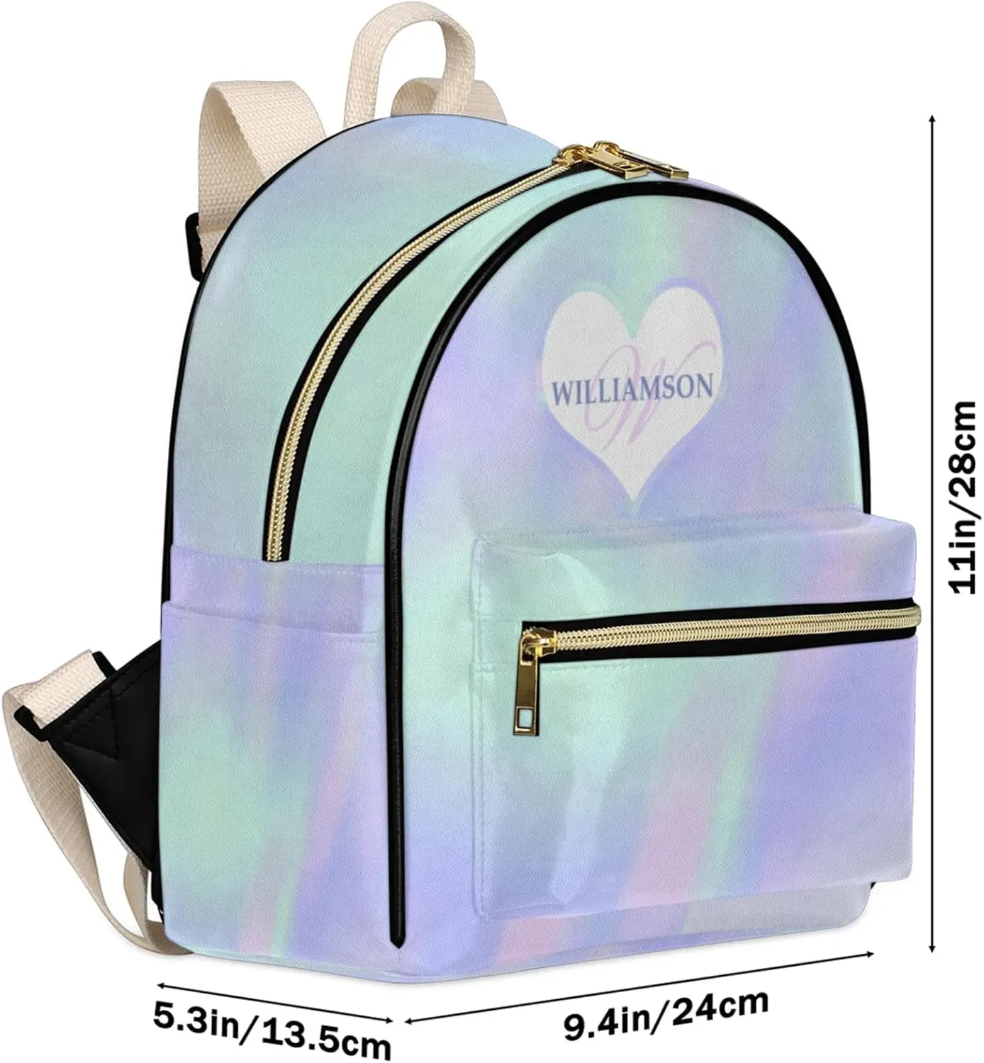 Personalized with Name Small Leather Backpack for Women,Back Pack Purses Mini Ladies Shoulder Bags Casual Daily Travel Small Diaper Bag Fashion Custom Gift Backpacks,Gradient Blue