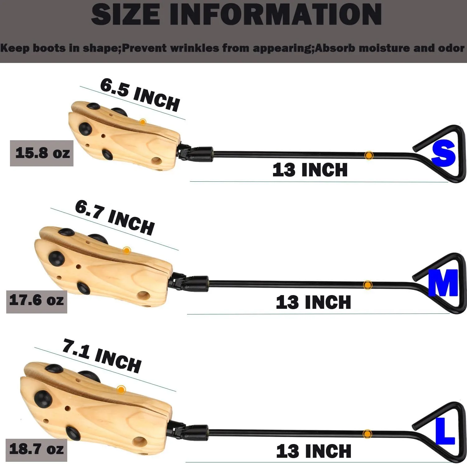 pestor Unisex Pair of Professional Boot Stretcher Widener Shoe Stretcher,Wooden Cowboy Boots Tree for Wide Feet Women Men