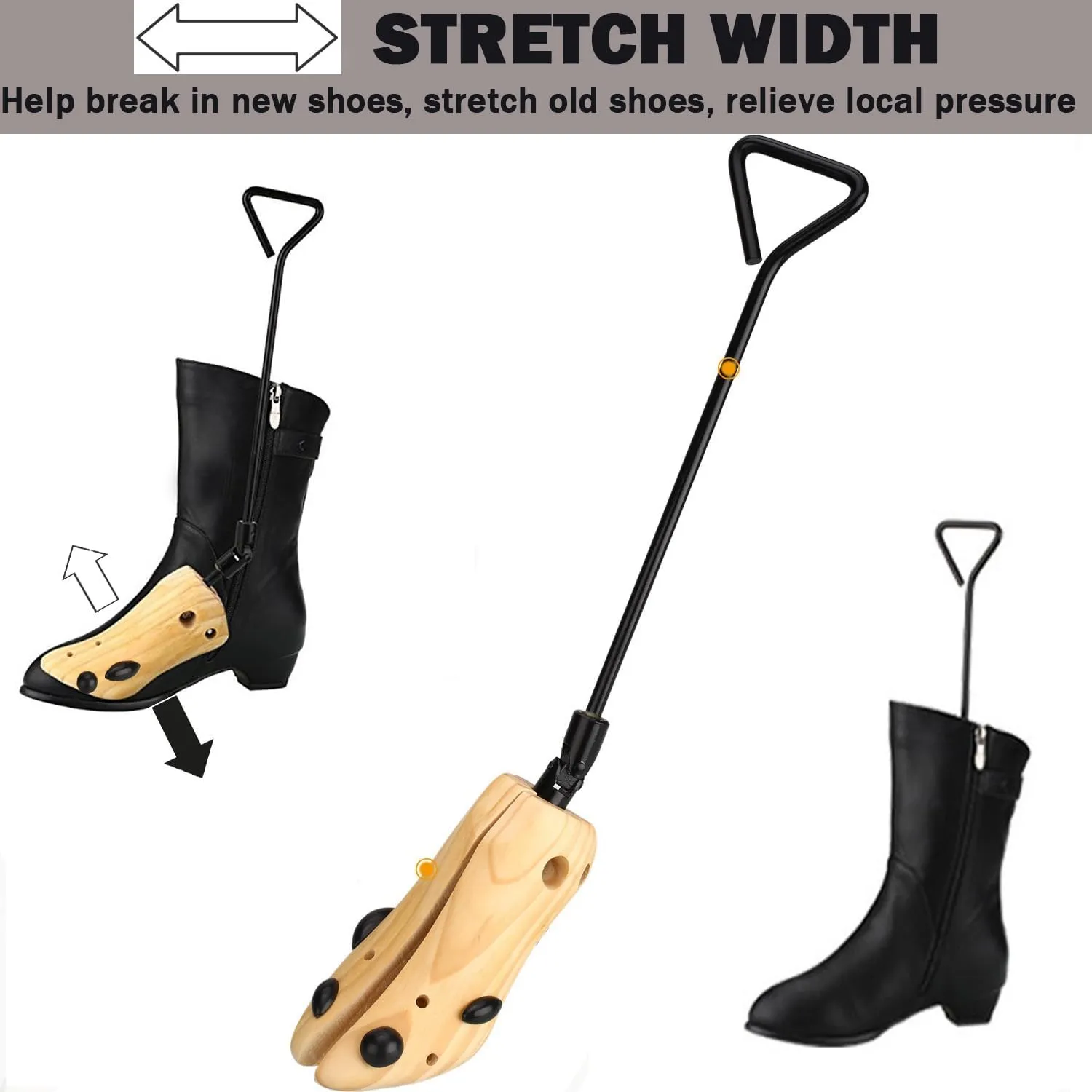 pestor Unisex Pair of Professional Boot Stretcher Widener Shoe Stretcher,Wooden Cowboy Boots Tree for Wide Feet Women Men