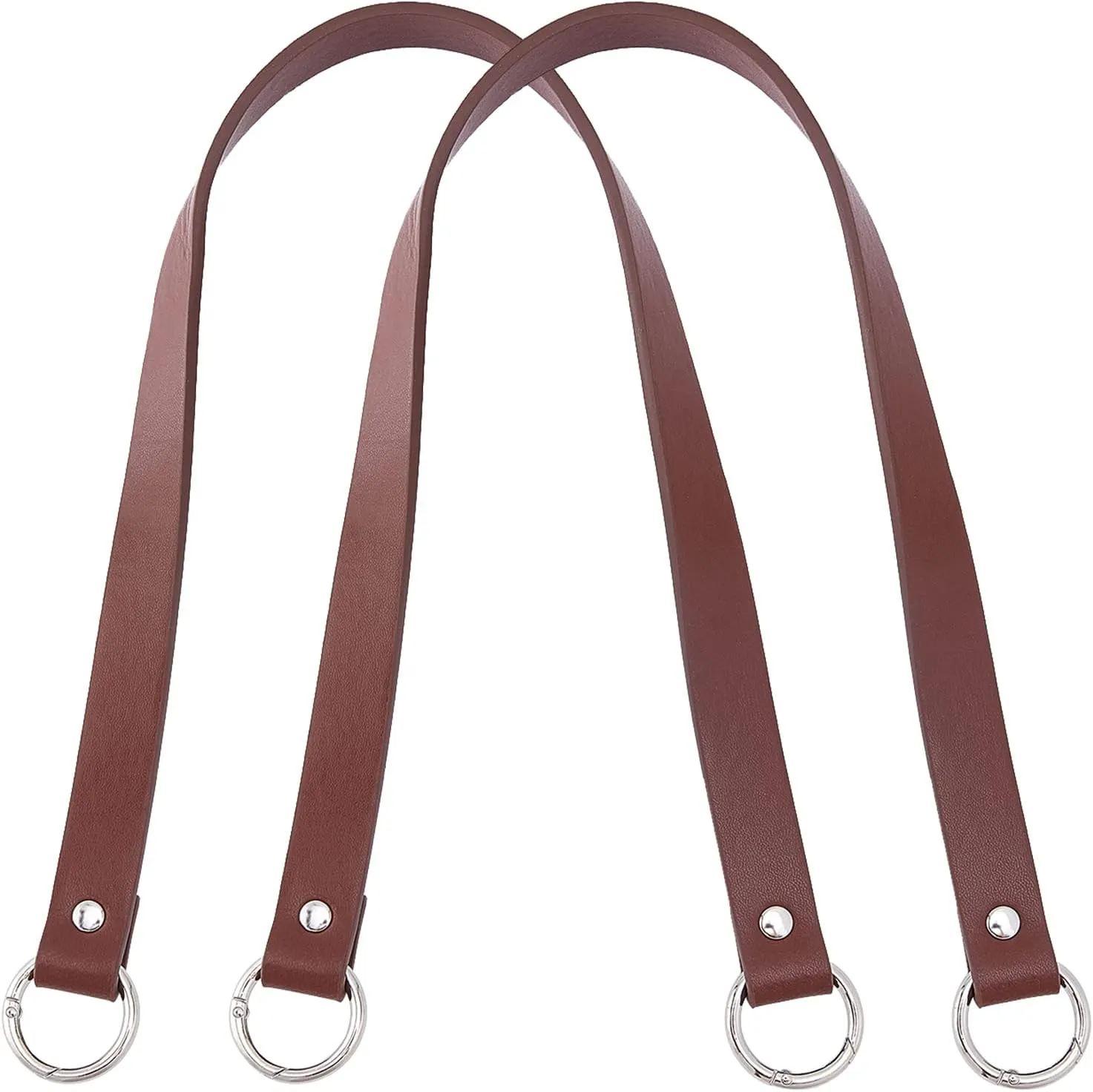 PH PandaHall 2pcs Leather Purse Strap, 22.4" Shoulder Bag Strap Replacement Short Handbag Bag Strap with Platinum Gate Ring for DIY Handbag Bucket Bag Tote Purse Repair, 0.8" Wide, Brown