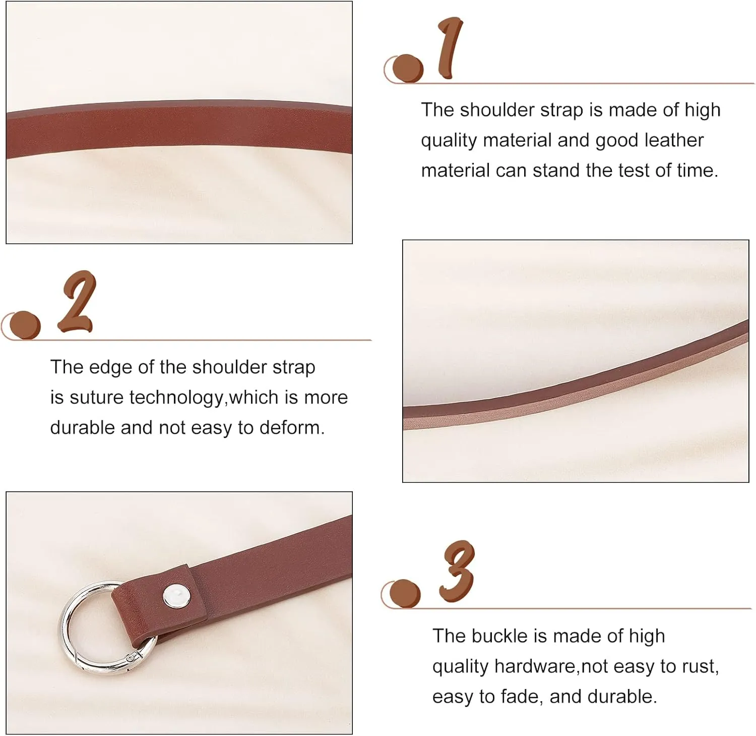 PH PandaHall 2pcs Leather Purse Strap, 22.4" Shoulder Bag Strap Replacement Short Handbag Bag Strap with Platinum Gate Ring for DIY Handbag Bucket Bag Tote Purse Repair, 0.8" Wide, Brown