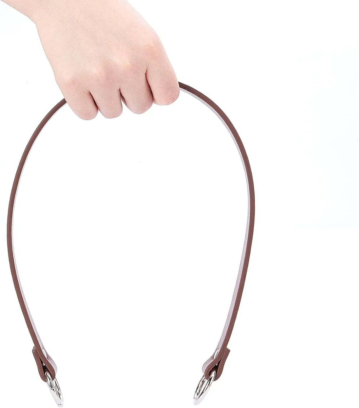 PH PandaHall 2pcs Leather Purse Strap, 22.4" Shoulder Bag Strap Replacement Short Handbag Bag Strap with Platinum Gate Ring for DIY Handbag Bucket Bag Tote Purse Repair, 0.8" Wide, Brown