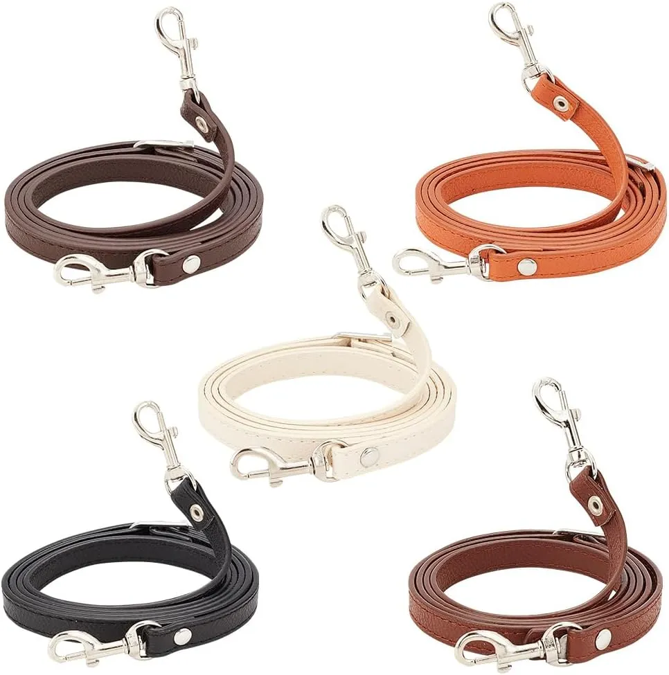 PH PandaHall 5 Colors Adjustable Leather Bag Straps, 43~50 Inch Cross Body Strap for Purse Replacement Purse Strap Handle Handbag Straps with Platinum Buckles for Shoulder Bags Crochet Bags