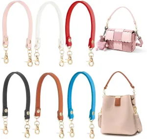 PH PandaHall 6 Colors PU Leather Purse Handle, 12.8 Inch Short Purse Strap Replacement Handbag Handle with Light Gold Swivel Clasps for Handmade Bag Handbag Purse Tote, 6pcs