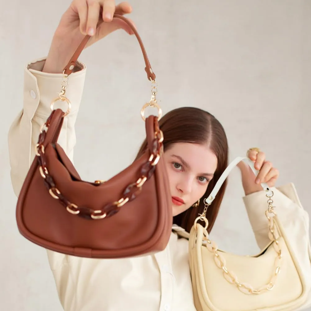 PH PandaHall 6 Colors PU Leather Purse Handle, 12.8 Inch Short Purse Strap Replacement Handbag Handle with Light Gold Swivel Clasps for Handmade Bag Handbag Purse Tote, 6pcs