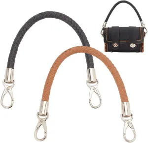 PH PandHall 2pcs Braided Purse Straps, 2 Colors 16 Inch PU Leather Handbag Handles Short Handbag Strap Replacement Handles with Silver Lobster Clasp for DIY Underarm Bag Shoulder Bag Handbag Tote