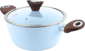 Phantom Chef 4.4 QT Casserole | Stockpot | Aluminum Body Non-Stick Ceramic Coating | With Soft Touch Stay Cool Handle | Dishwasher Safe | Non-Toxic PFOA & PTFE Free Pan | Color Light Blue