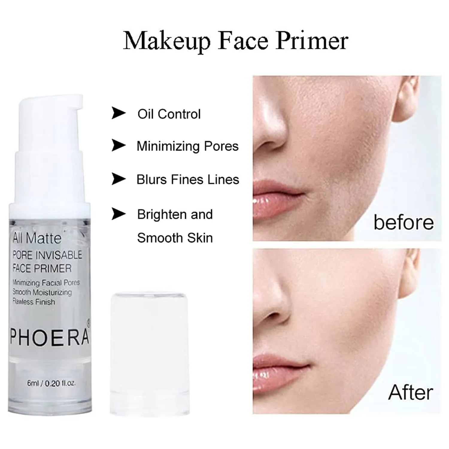 PHOERA Foundation Makeup for Wome Full Coverage Foundation Set,Face Primer Foundation Brush Powder Brush,5 Makeup Sponge,30ml PHOERA 24HR Matte Oil Control Concealer (2 PCS 101 Porcelain)