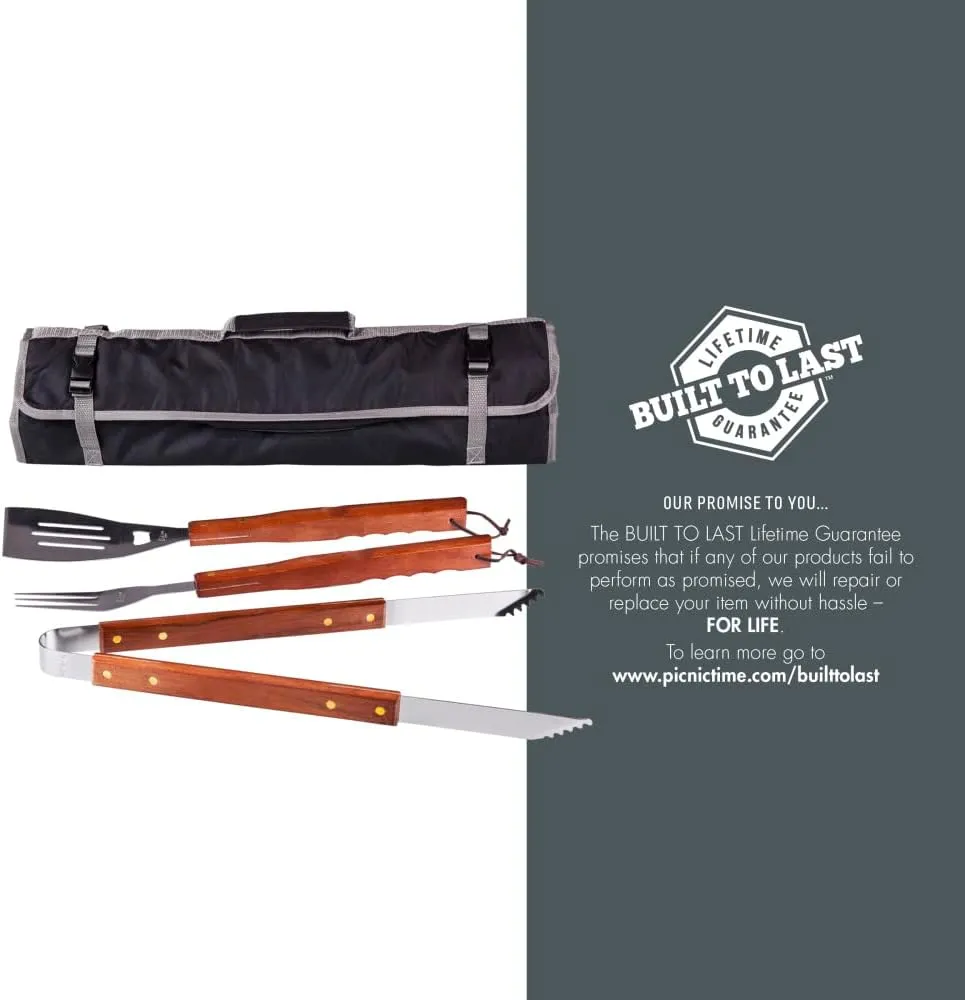 PICNIC TIME NCAA Texas Christian Horned Frogs 3-Piece BBQ Tote, Black With Gray Accents