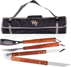 PICNIC TIME NCAA Texas Christian Horned Frogs 3-Piece BBQ Tote, Black With Gray Accents