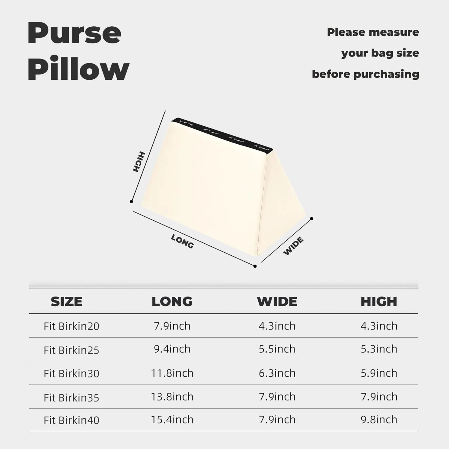 Pillow Luxury Bag Shaper Silky Smooth Insert for Handbagsfit Birkin 20/25/30/35/40 Bags, Keep Bag Shape(Brikin 35,Craie)