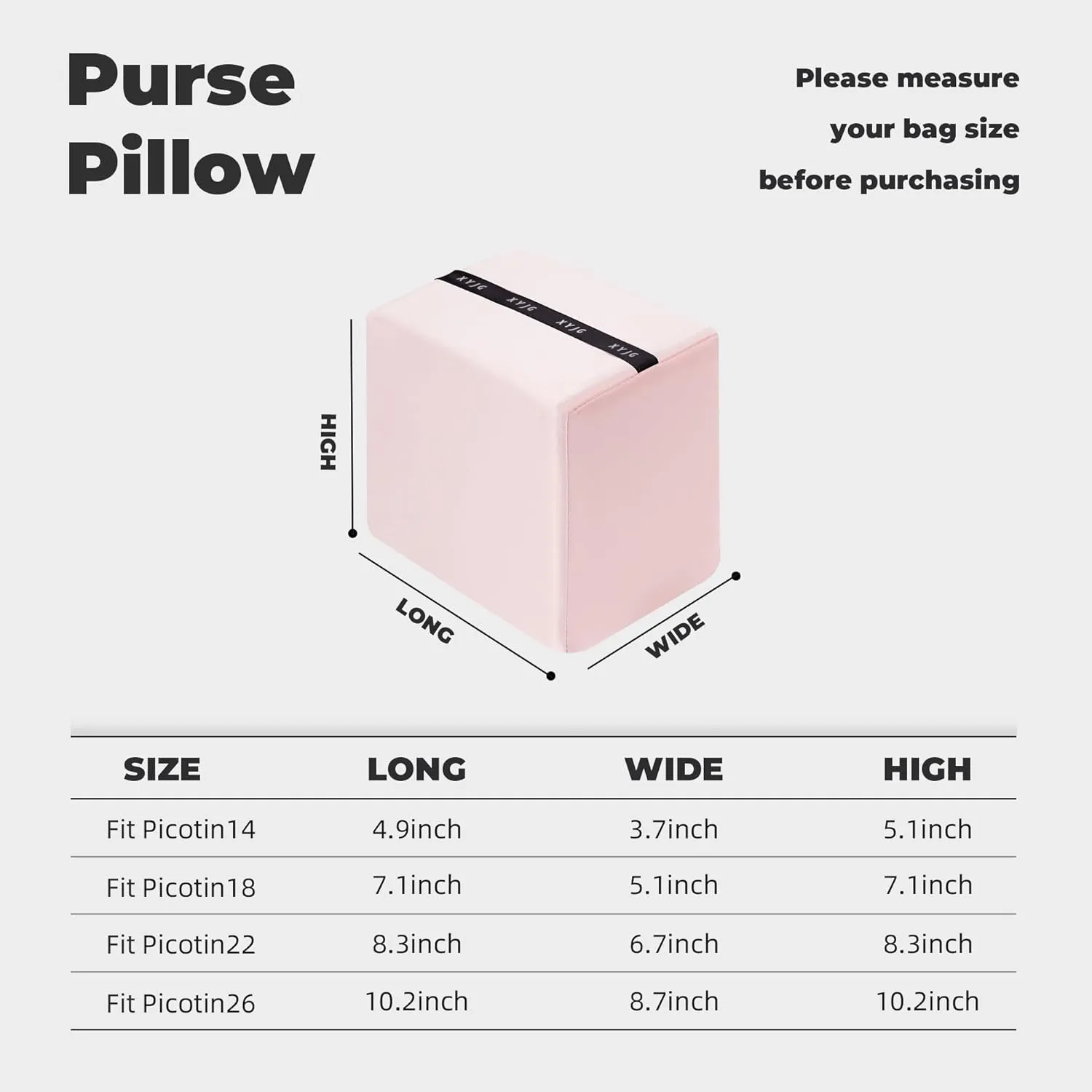 Pillow Luxury Bag Shaper Silky Smooth Insert for Handbagsfit Picotin 14/18/22/26 Bags, Keep Bag Shape(PC 18,Pink)