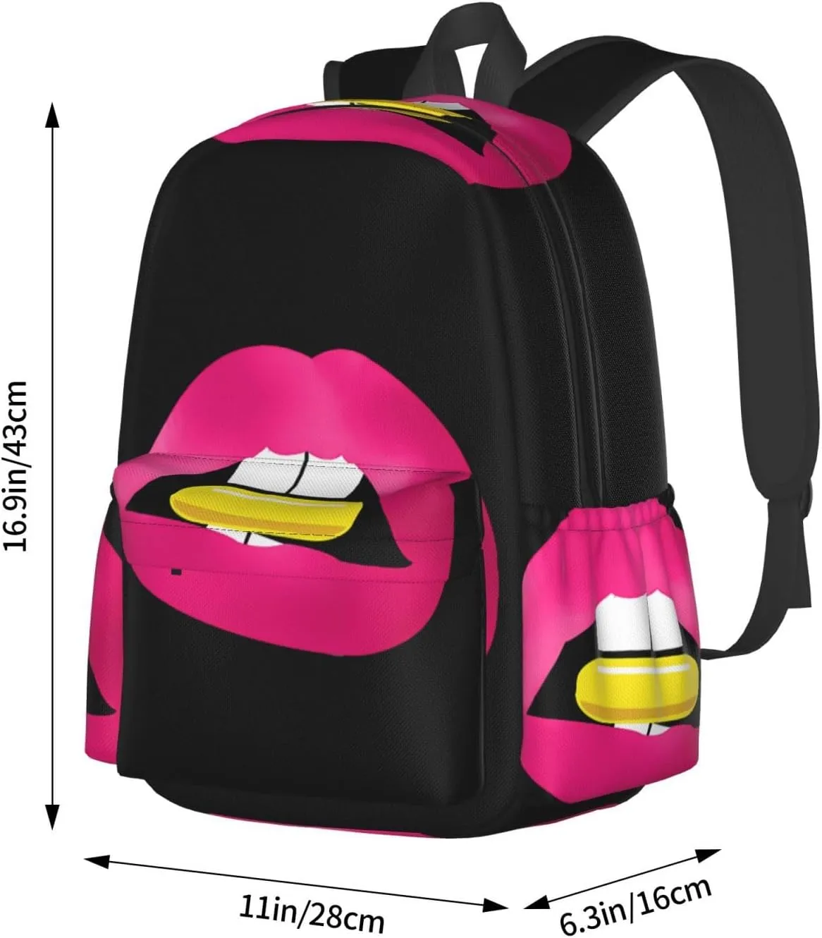 Pink Lips Laptop Backpack Shoulder Bag Laptop Pack Travel Backpacks Commuter Back Pack Casual Daypack Bags With Side Pockets