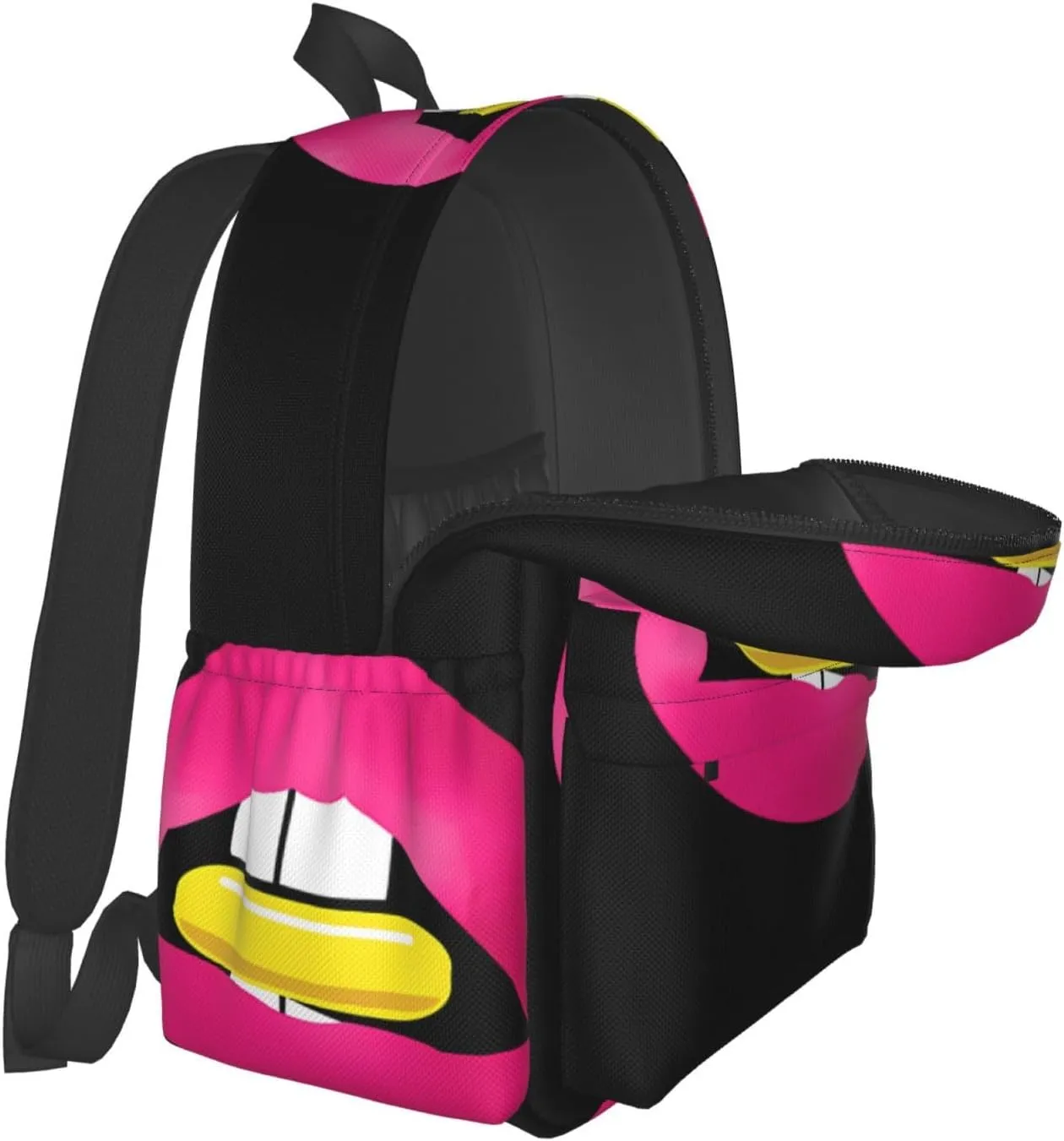 Pink Lips Laptop Backpack Shoulder Bag Laptop Pack Travel Backpacks Commuter Back Pack Casual Daypack Bags With Side Pockets