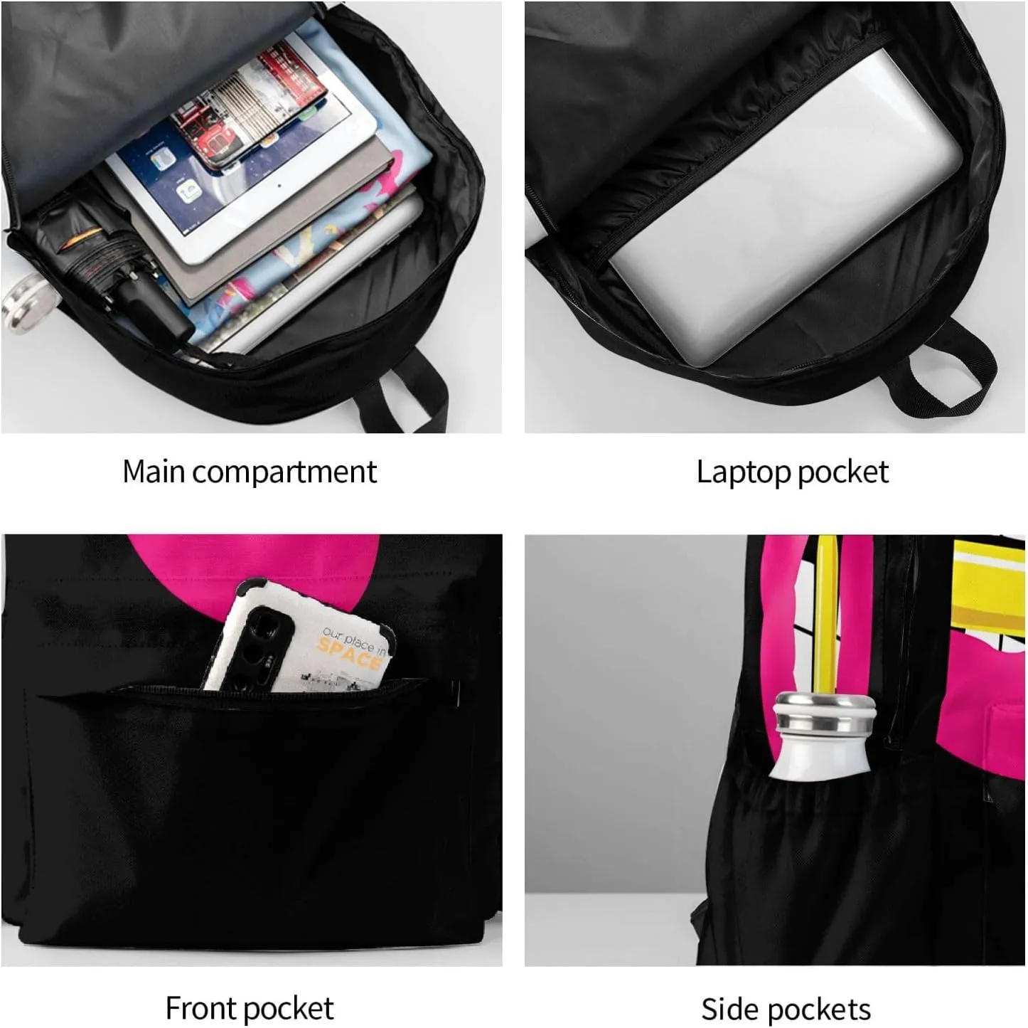Pink Lips Laptop Backpack Shoulder Bag Laptop Pack Travel Backpacks Commuter Back Pack Casual Daypack Bags With Side Pockets