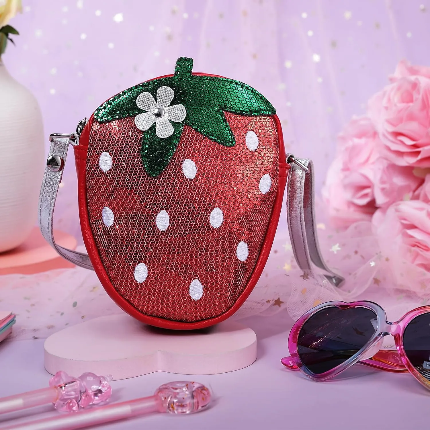 PinkSheep Toddler Purse for Girls Gifts Strawberry Purse Mini Kids Shoulder Bag Crossbody Wallet 3-6Year Little Girl Fashion