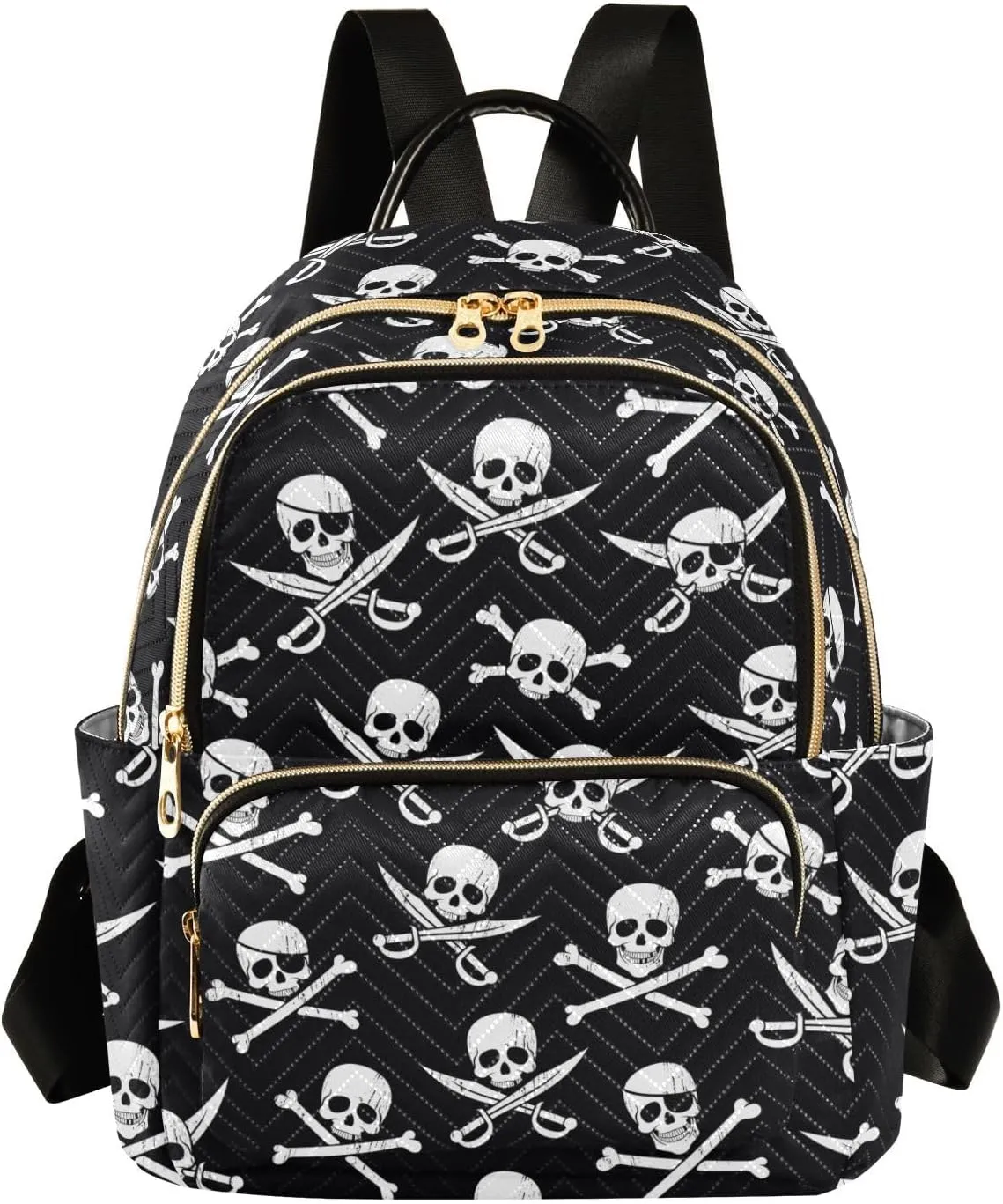 Pirate Skull Quilted Backpack Purse for Women Fashion Small Backpack Shoulder Bag Travel Casual Daypack