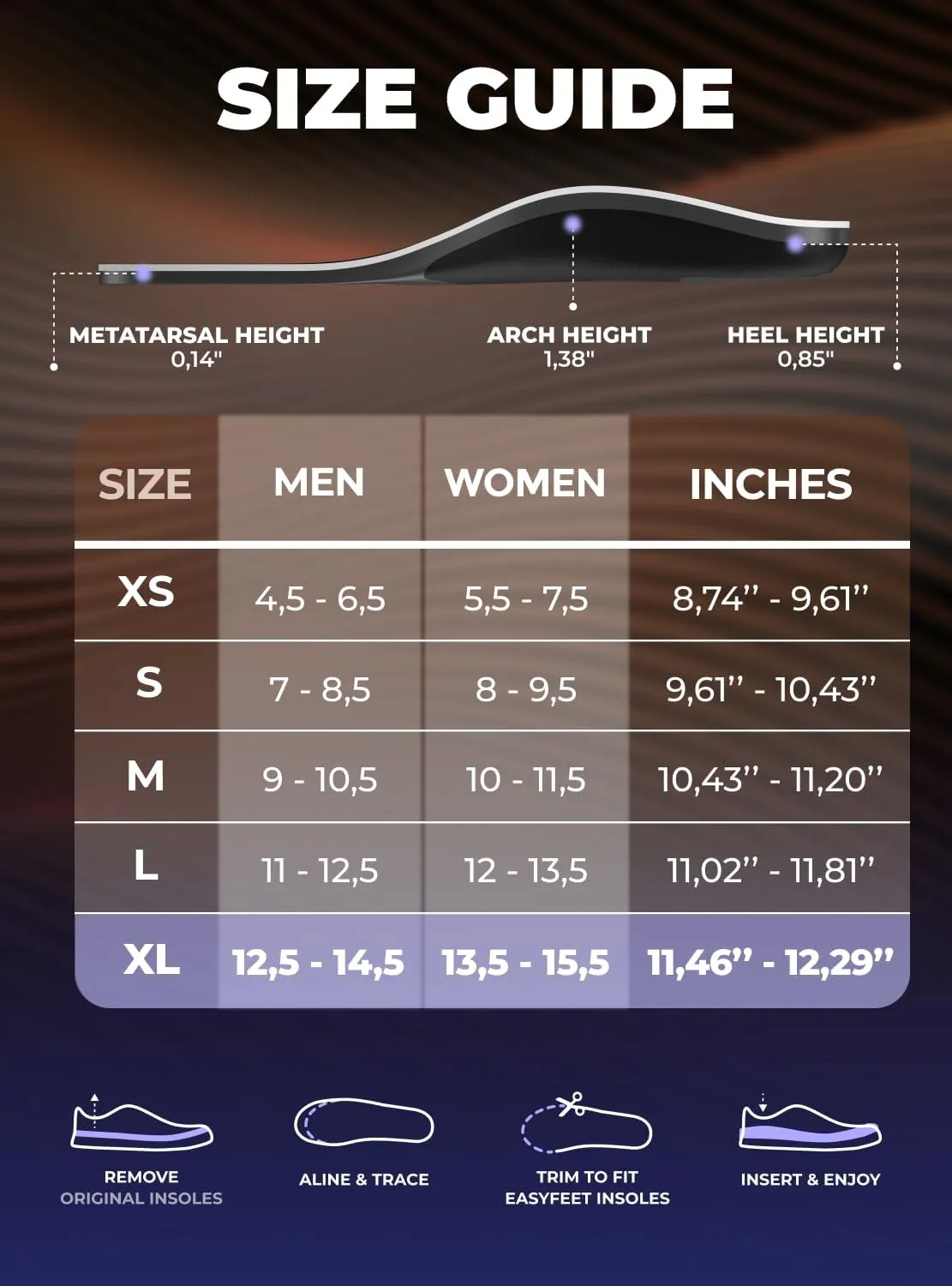 Premium Anti-Fatigue Shoe High Arch Support Insoles Men Women - Plantar Fasciitis Inserts - Orthotic Inserts Shoe Soles Standing All Day - Flat Feet Foot - Work Boot Insoles