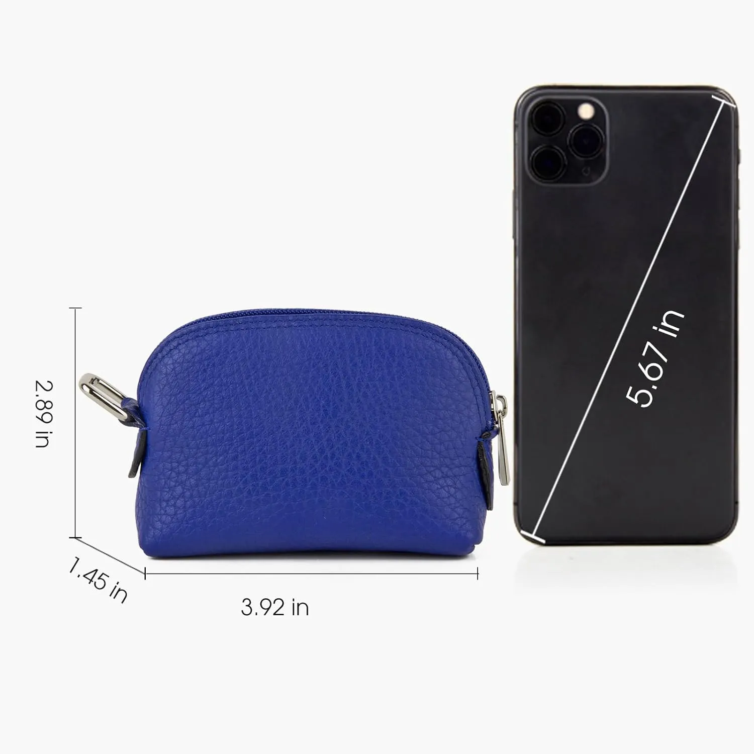 Premium Full-Grain Leather Portable Coin Purse for Women, Fashionable Cute Small Wallets Woman (Electric Blue)