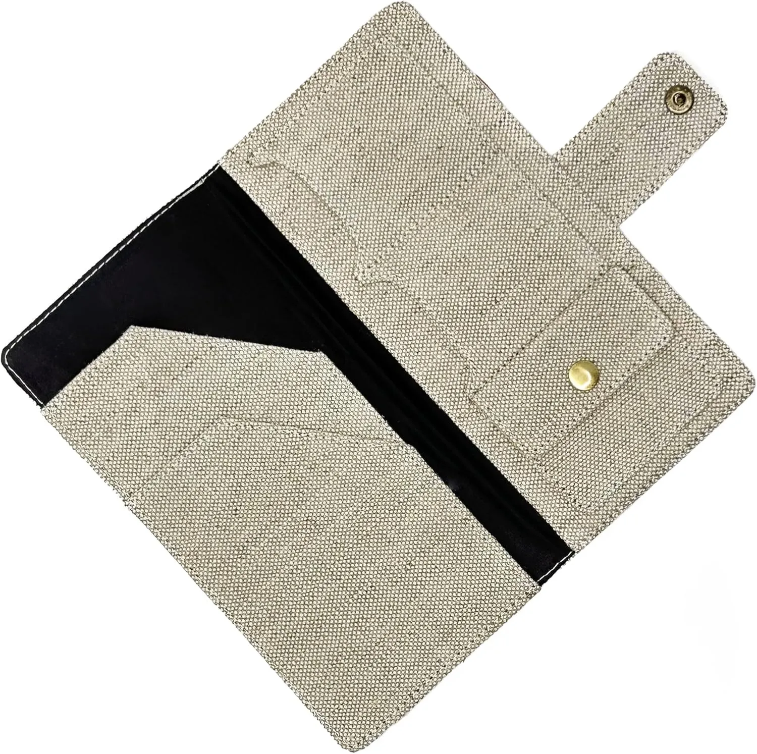 Premium Hemp Passport Holder | Sustainable Organic Fabric | Travel Wallet with Button Closure | Multiutility Design | Beige