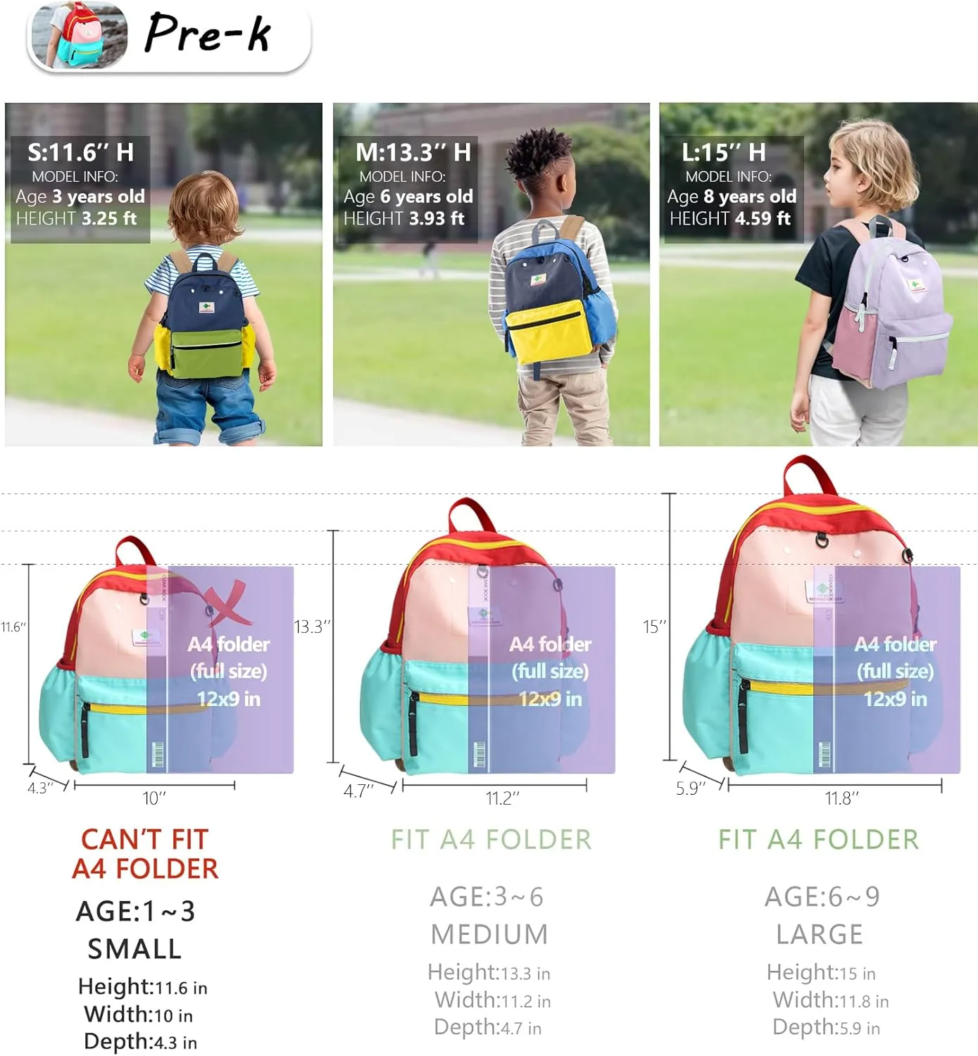 Preschool Mini Backpack For Boys Girls, Child Backpacks For School & Travel, Kindergarten Elementary Toddler bag, 11" H, For Kids 2-4, Small